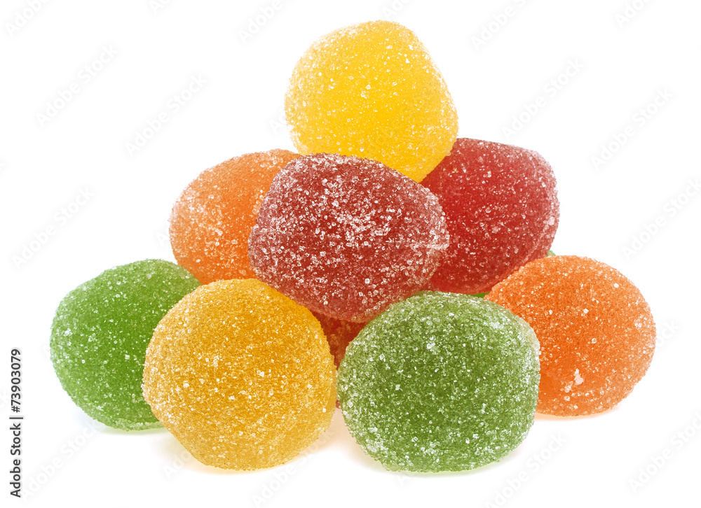 Jujube colored balls, isolated on a white background Jujube colored balls, isolated on a white background