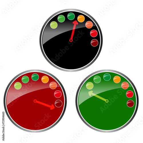 three color glossy clocks vector graphic