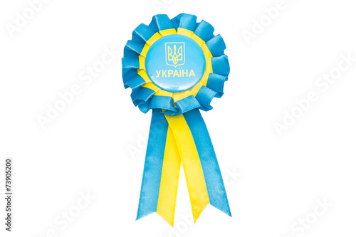 ukraine seal with blue and yellow ribbons