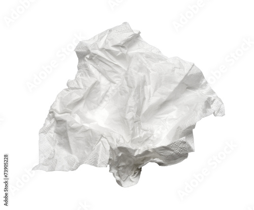 Square used napkin, isolated on white. With clipping path