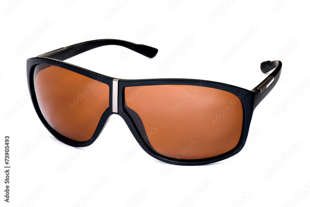 Sunglasses with brown lenses chameleon on a white background