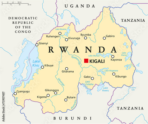 Rwanda Political Map photo