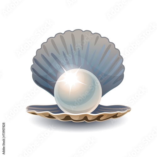 Shiny pearl in opened seashell