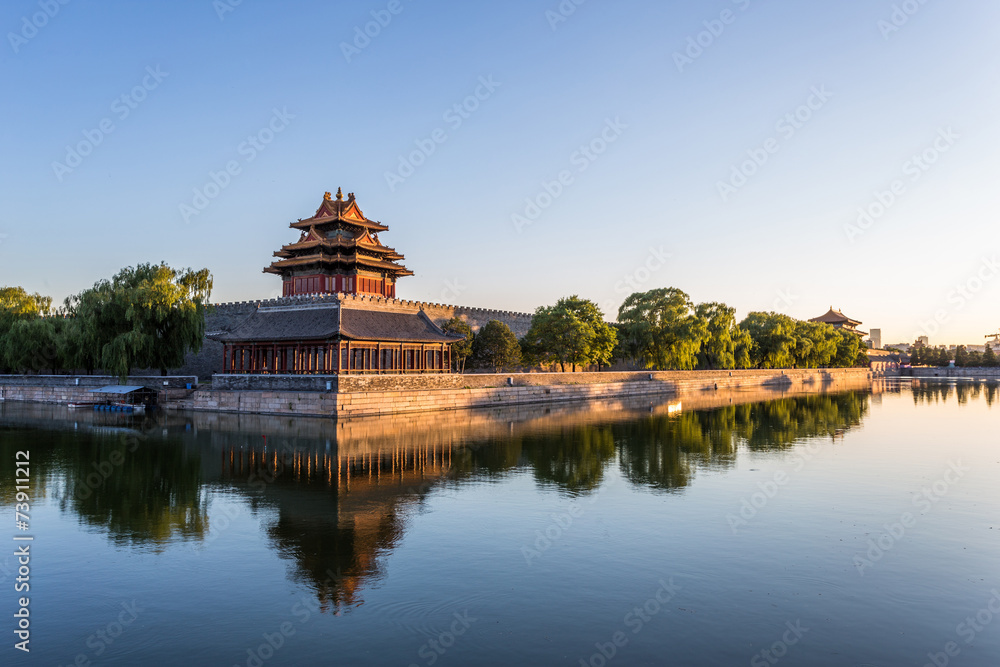 moat and watchtower of imperial palace in Beijign, china moat and watchtower of imperial palace in Beijign, china