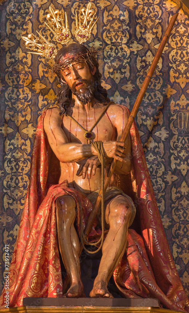 Seville -  The carved polychrome statue of Jesus in bond