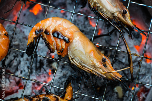 Grilling shrimp