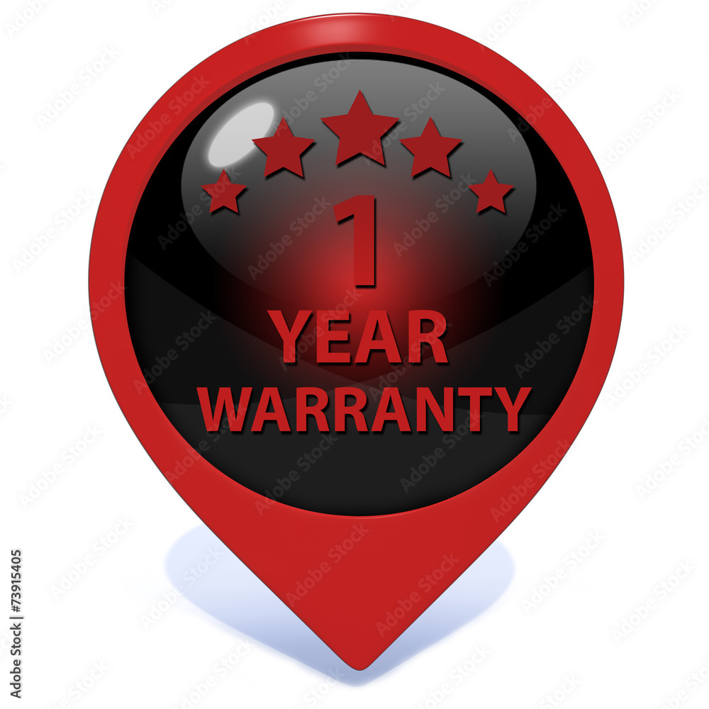 One year warranty pointer icon on white background