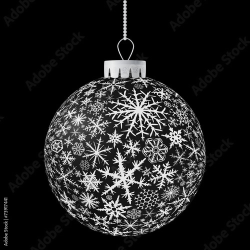 Realistic black vector Christmas ball.
