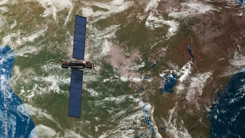 satellite in fly over the earth - close up