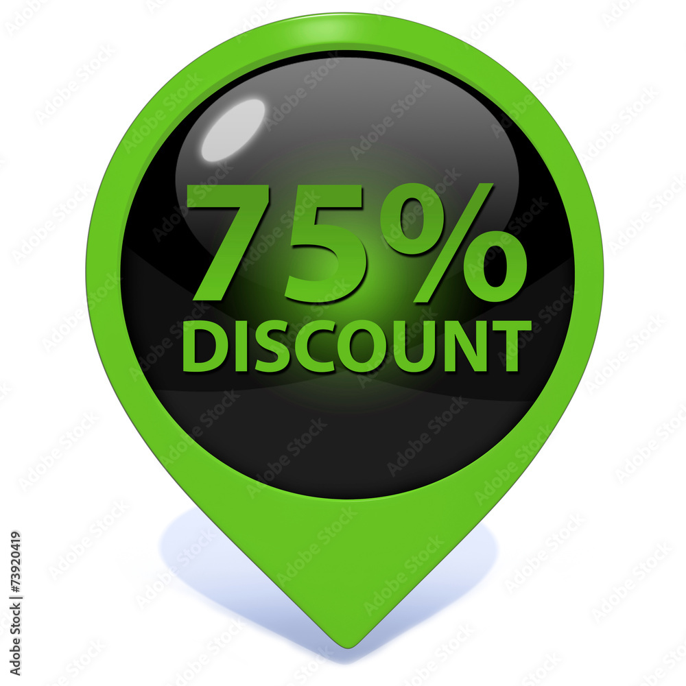 Discount 75 pointer icon on white background Discount 75 pointer icon on white background