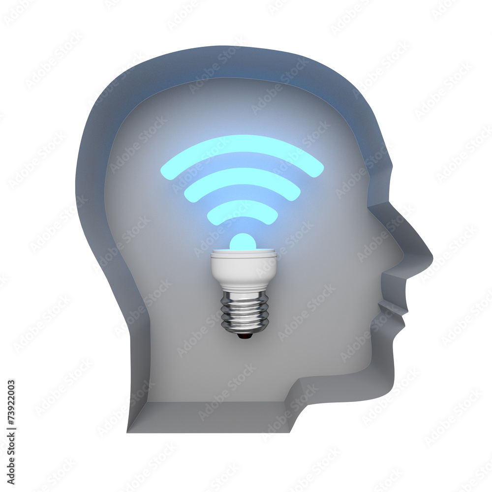 Abstract image symbol wi-fi in the human mind . Illustration. 3D Abstract image symbol wi-fi in the human mind . Illustration. 3D