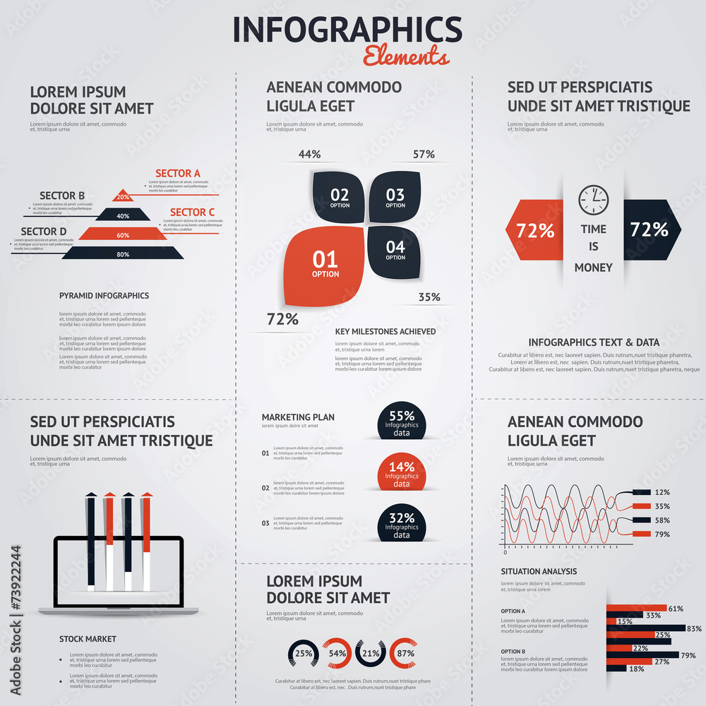 Big set of infographic elements. Flat style. Vector