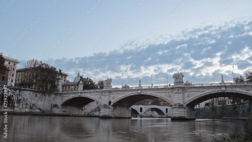 time lapse of the Vittorio Emanuele II bridge in Rome, Italy time lapse of the Vittorio Emanuele II bridge in Rome, Italy