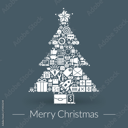 Christmas greeting card, icons and symbols