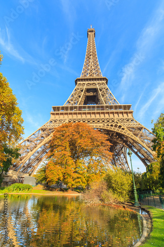 View of a park and Eiffel Tower  Paris  France