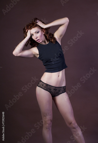athletic woman in lingerie