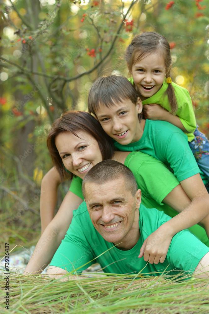 Family resting in park Family resting in park