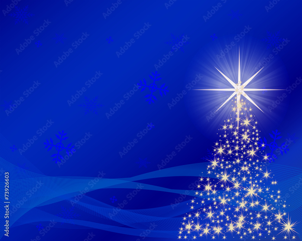 Tree of Lights Over a Blue Background Tree of Lights Over a Blue Background