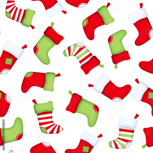 Seamless background with Christmas socks. Vector illustration.