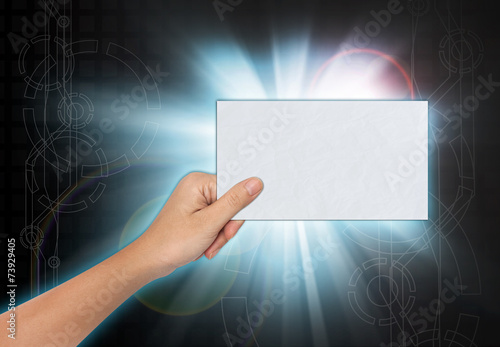 Hand of Female Holding a Blank paper