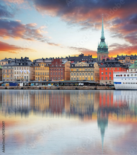 Canvas Print Stockholm, Sweden - panorama of the Old Town, Gamla Stan