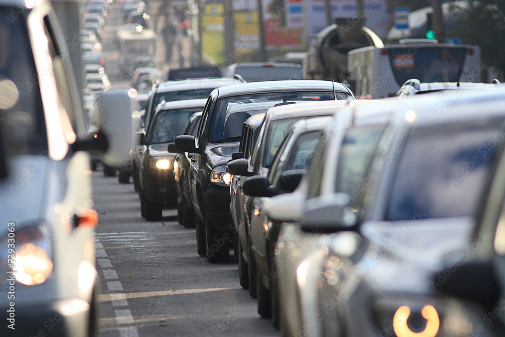 traffic on the road in a European city traffic on the road in a European city