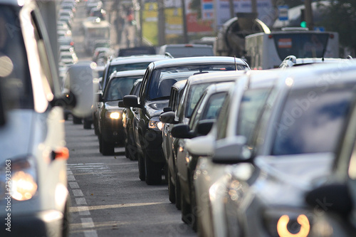Canvas Print traffic on the road in a European city