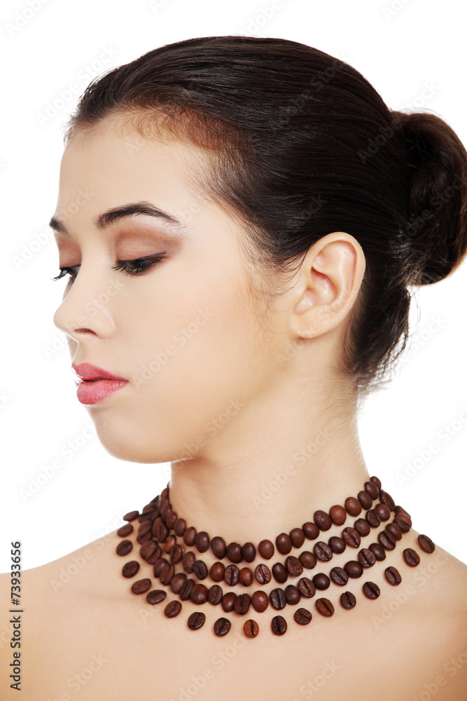 Portrait of a woman wearing beautiful necklace Portrait of a woman wearing beautiful necklace