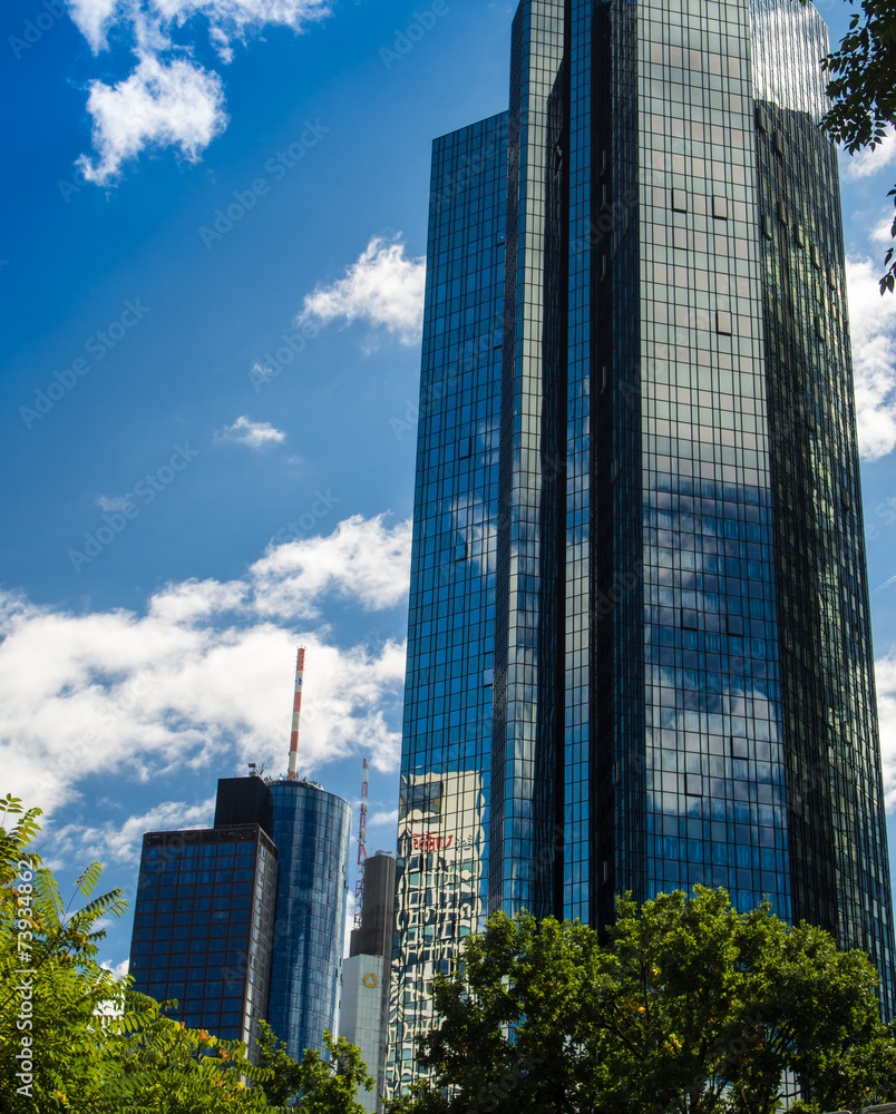 Skyline of business buildings in Frankfurt, Germany
