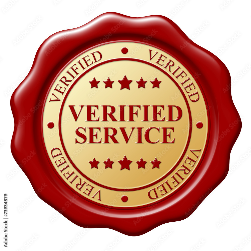 Red wax seal with text Verified subject on white background Red wax seal with text Verified subject on white background