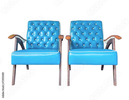 Blue vintage couple armchairs