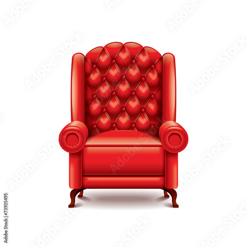 Red armchair isolated on white vector