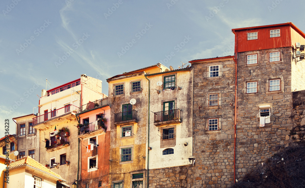 The old buildings in Porto, Portugal.