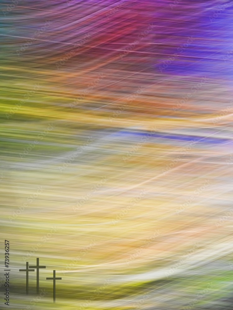 Naklejka premium Modern Christian, Easter faith background. Crosses against impre