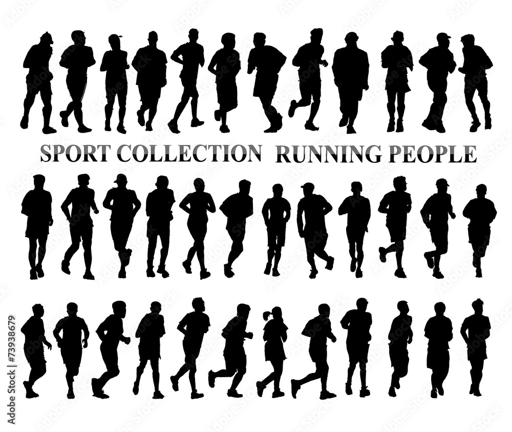 Silhouettes of running people. Sport and healthy life style conc Silhouettes of running people. Sport and healthy life style conc