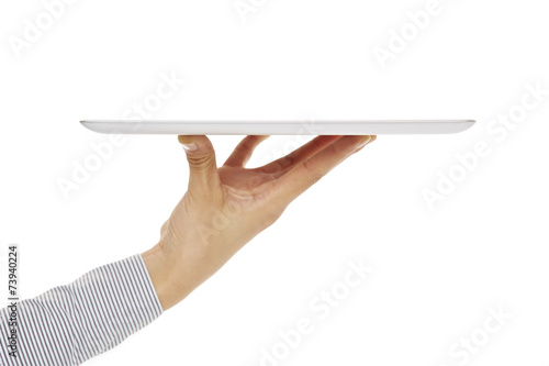 Tablet auf den Fingerspitzen halten
