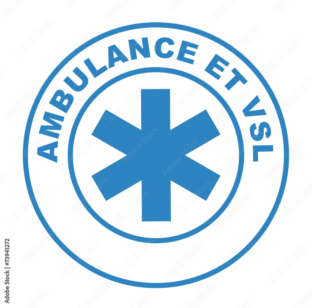 ambulance et vsl sur bouton web rond bleu