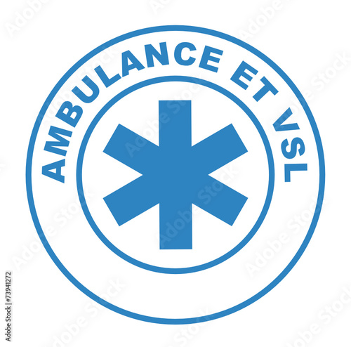 ambulance et vsl sur bouton web rond bleu