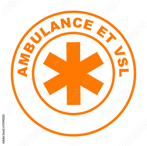 ambulance et vsl sur bouton web rond orange