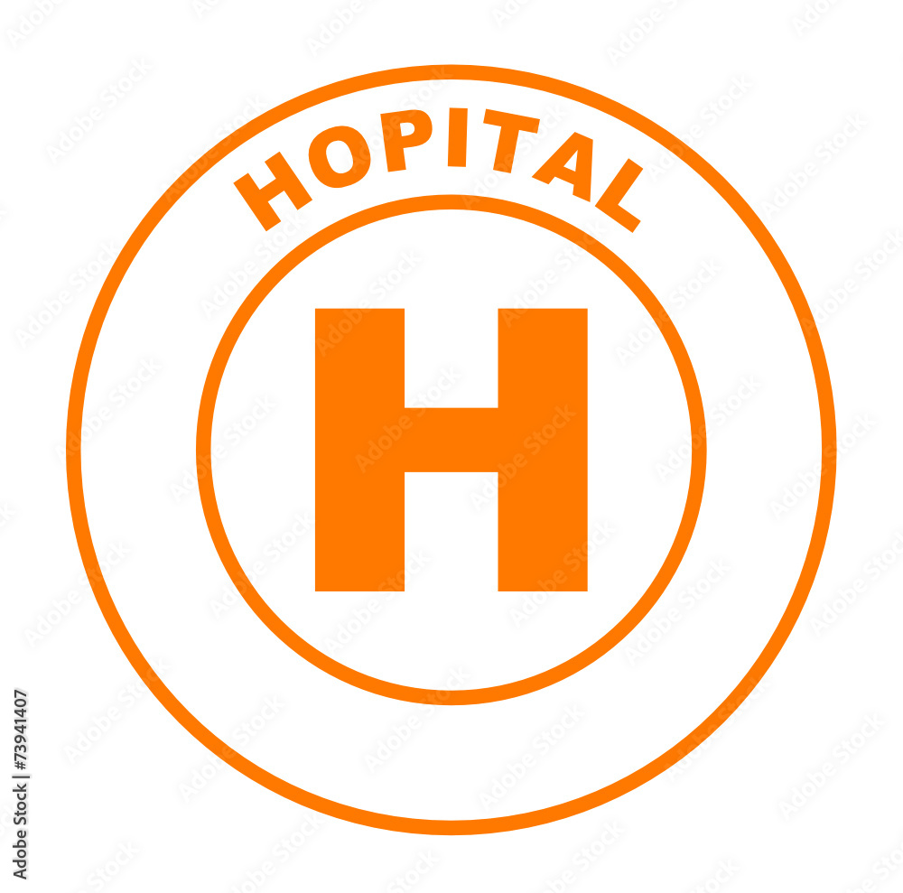 hôpital sur bouton web rond orange hôpital sur bouton web rond orange