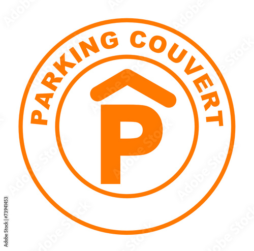 parking couvert sur bouton web rond orange