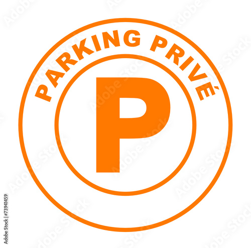 parking privé sur bouton web rond orange