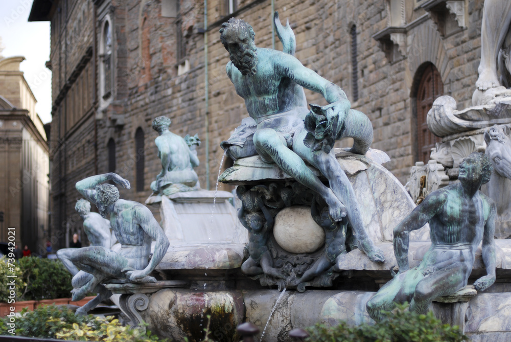 Statue in fountain, Florence Italy