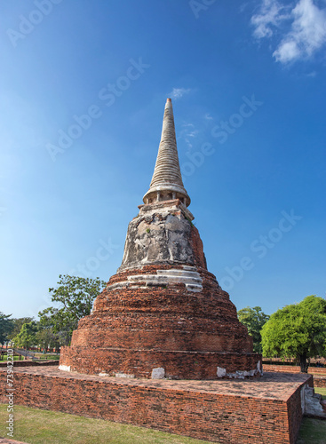 An ancient pagoda in a field  Ayutthaya  Thailand