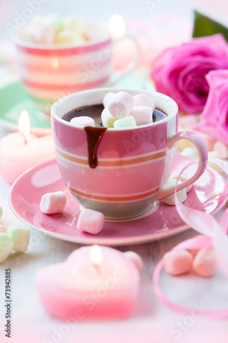 Hot chocolate and marshmallow