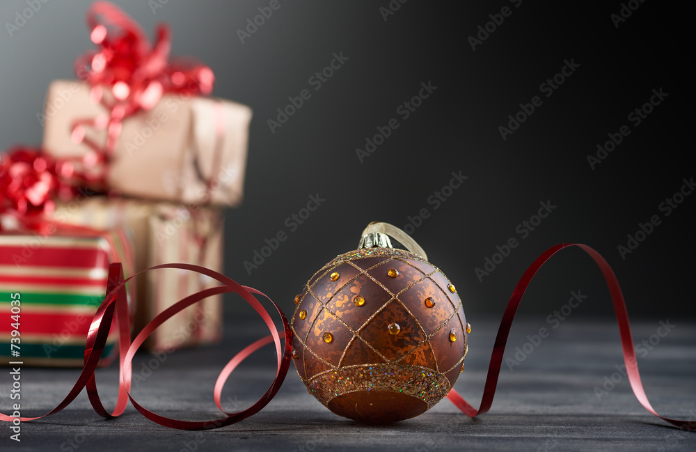 Christmas decoration on wooden table