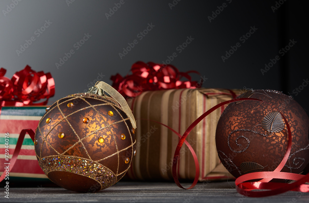 Christmas decoration on wooden table