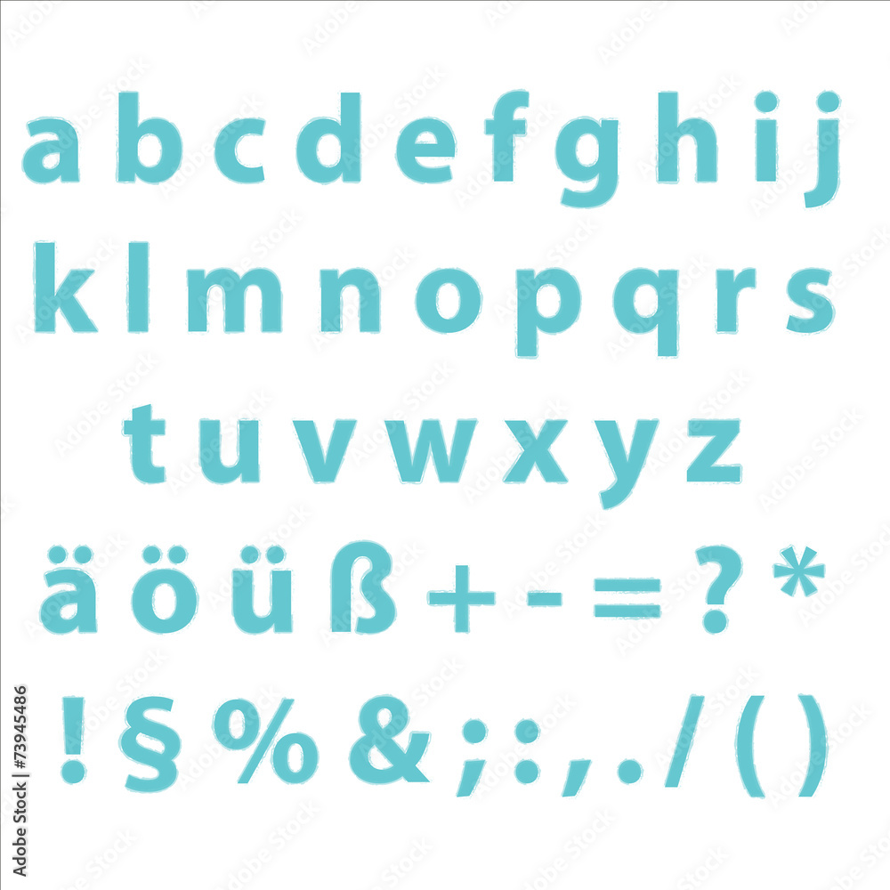 Alphabet klein editierbare Text mit Grafikstile Stempel Petrole