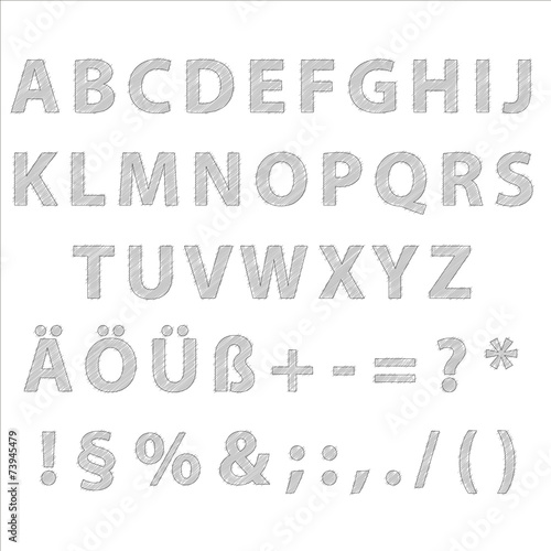 Alphabet groß editierbare Text mit Grafikstile Bleistift
