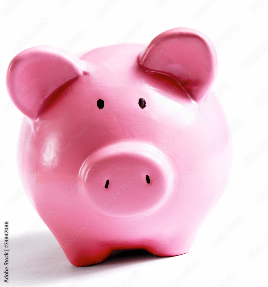 Piggy bank style money box isolated on a white background. Piggy bank style money box isolated on a white background.